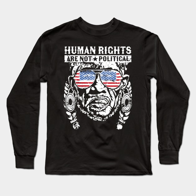 Human Rights Are Not Political American Flag Vintage Long Sleeve T-Shirt by PunnyPoyoShop